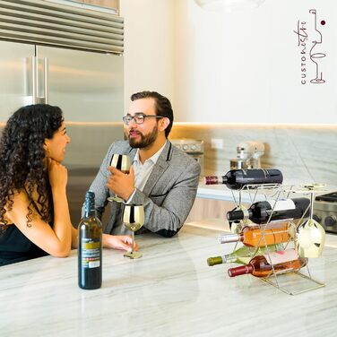 Стійка для вина Gusto Nostro на стіл - Металева, 3-рівнева, для 8 пляшок, без монтажу (Золота)