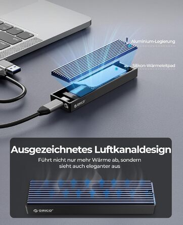 Зовнішній корпус (кейс) ORICO M.2 NVMe SSD USB-C 3.2 Gen2 10Gbps для PCIe M-Key/M+B Key (2230/2242/2260/2280), з підтримкою UASP