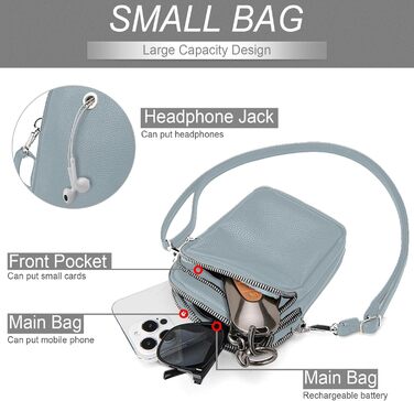 Сумка жіноча Mini Tasche на плече для телефону, гаманця та iPhone 16 Pro Max/Samsung/Xiaomi (Блакитна)