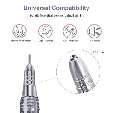 JCMaster TouchPro+ Nagelfräзер 35000 об/хв - професійний набір для манікюру та педикюру, електричний, з торшетом, 4 насадки, для гелю та акрилу