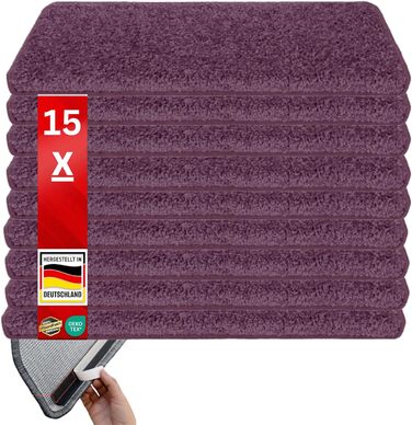 Набір килимків на сходи Floordirekt Barcelona (15 шт.) - килимок на сходи, 16 кольорів, зносостійкий, легкий у догляді, для дому (напівкруглий 65 x 23,5 см)