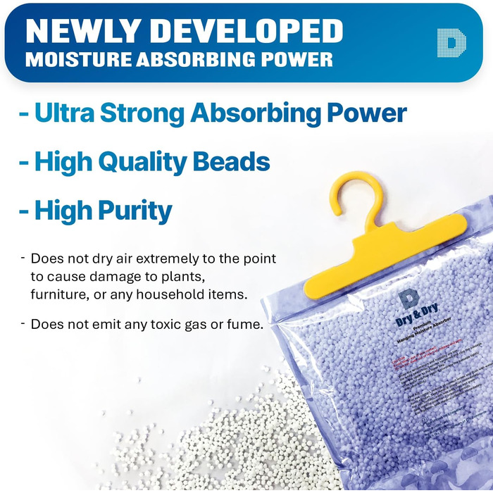 Dry & Dry 15 Packs [Net 400 g/Pack] Moisture Absorbers for Home, Cellar & Bedroom – Small Air Dehumidifiers