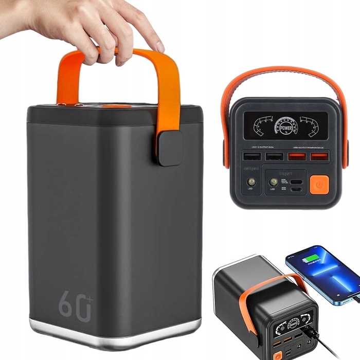 Потужний швидкий павербанк 60000 mAh 36W QC PD USB-C — зовнішній акумулятор для подорожей