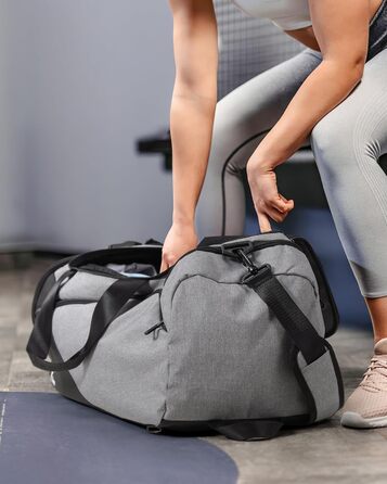 Спортивна сумка-рюкзак 60 л з відділенням для взуття та вологих речей, велика дорожня сумка для тренажерного залу, подорожей, плавання, сауни, футболу, для чоловіків і жінок, сіра