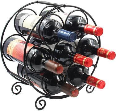 PAG Wine Rack Metal Freestanding Floor Bottle Rack, Decorative Bottle Holder Stand for Kitchen/Floor/Bar, (Black, 7 Bottle)