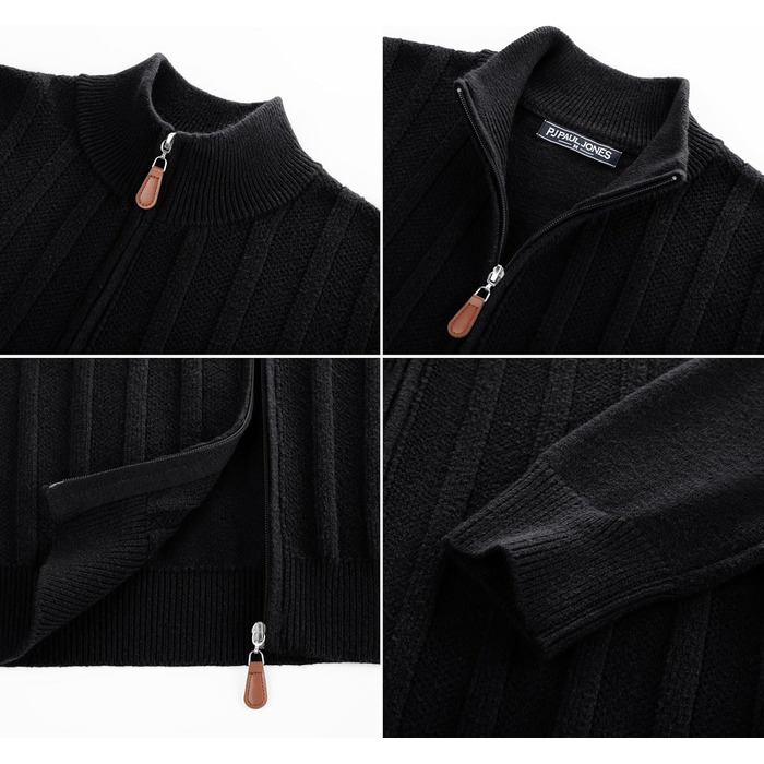 Кардиган чоловічий PJ PAUL JONES на блискавці та зі стійким коміром, чорний (S)