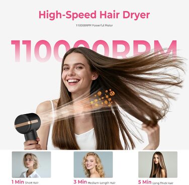 Airstyler Pro 7-в-1: Набір для укладки волосся Atopskins з фен-щіткою, плойкою та насадкою для локонів, 11000 об/хв, для створення об'єму, локонів та випрямлення волосся, зелено-золотий (чорно-золотий)