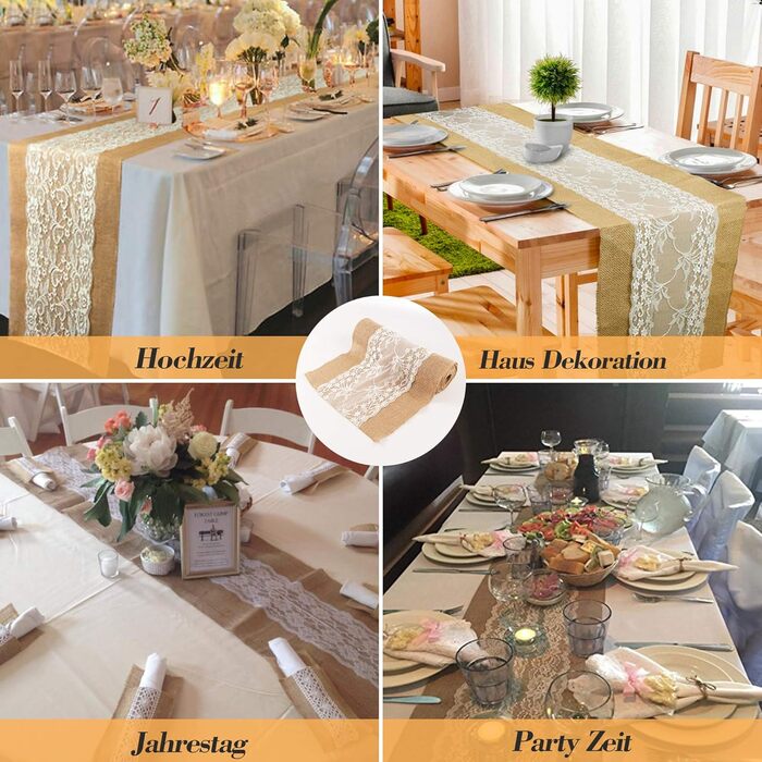 ZIYUEZIKUN ZIYUEZIKUN Table Runner, 5 Pack Table Runners Vintage for Wedding, Festival, Event, Table Decoration, 30 x 275 cm