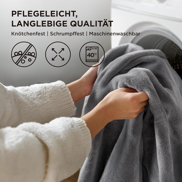 BEDSURE Флаєцева ковдра - тепла зимова ковдра, велика, 220x240 см, сіра. Ковдра для дивана, плед, тепла та м'яка ковдра для дому.