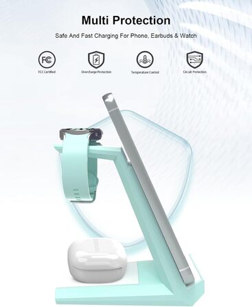 Зарядний пристрій NANAMI 3-в-1 для Samsung Galaxy Watch, Buds та смартфонів S25, S24, S23 Ultra, Z Flip, Z Fold (зелений)