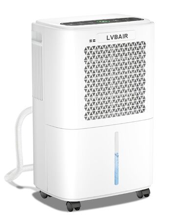 Електричний осушувач повітря 12л/день для 25м²/122м³ – потужне осушення, бак 2л, постійний дренаж, тиха робота, для спальні, підвалу, вітальні