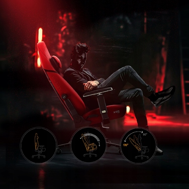 Ігрове крісло Diablo Chairs X.EYE PRIME, тканина, чорно-червоне