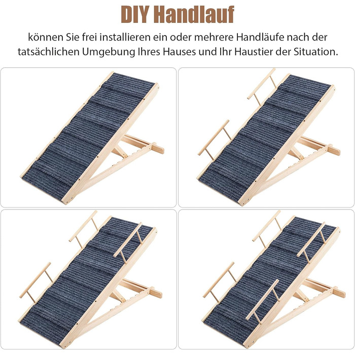 Східці для собак Hunderampe: дерев'яна, складна, регульована, до 100 кг, 30-60 см