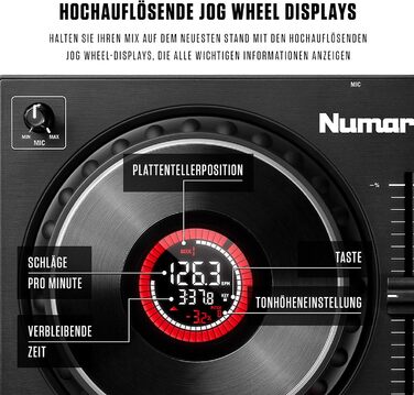 DJ контролер Numark NS4FX: 4 канали, Touch-Jogwheels, Pads, ефекти, Serato DJ Lite, чорний
