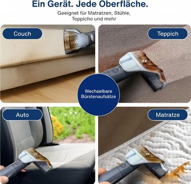 Samako Teppichreiniger Polsterreiniger: компактний ручний пристрій для чищення килимів та м'яких меблів, 400W, 2 великі резервуари для води, підходить для всіх типів тканини