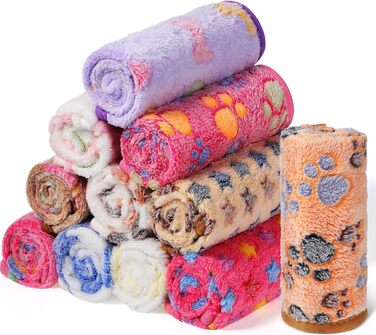 М'яка ковдра для собак та котів Sinmoe 12 шт. (40 x 60 см) з принтом лапок, кісток, зірок, слоників