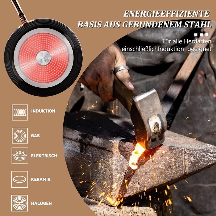 Набір каструль та сковорідок HOMELUX Induktion, 12 шт., алюміній, антипригарне покриття, з кришкою, для індукційних плит, PFOA & PFOS-free