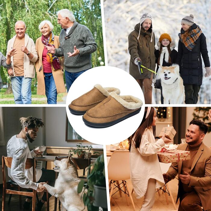 Чоловічі халапи Miqieer з піною Memory Foam, теплі зимові плюшеві халапи (43/44 EU, 570 Коричневий)