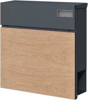 Поштовий ящик настінний SCHARTEC SPB-6 дерев'яний світло-сірий та антрацит з газетницею, сучасний, великий