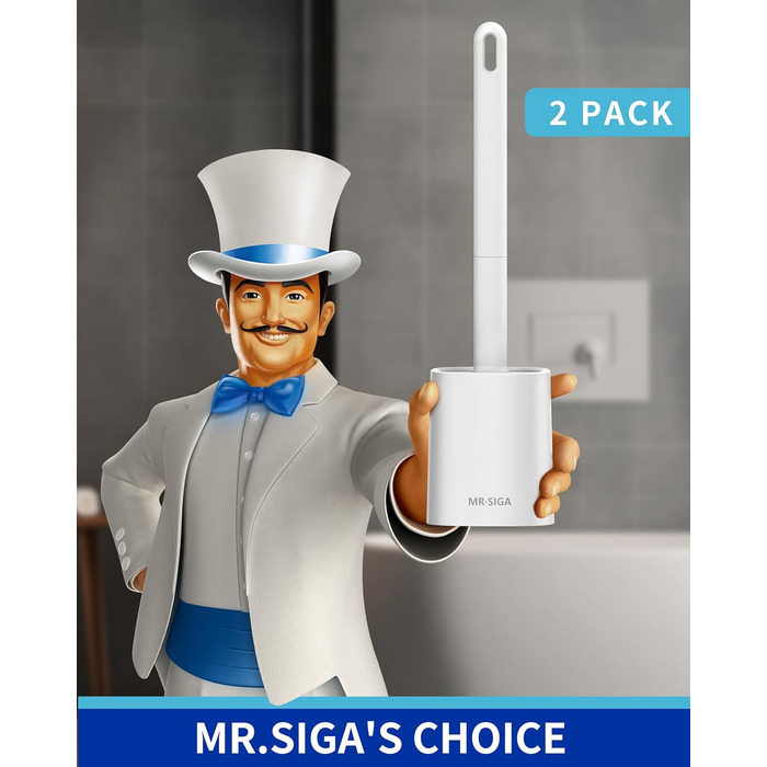 Набір щітки для унітазу та тримача MR.SlGA, настінний монтаж, компактний дизайн, білий, 2 шт.