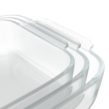 Relaxdays Glass Casserole Dish Set of 3