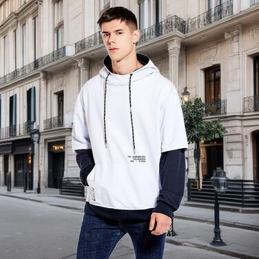 Худі чоловіче GURUNVANI Patchwork, 3XL, білий