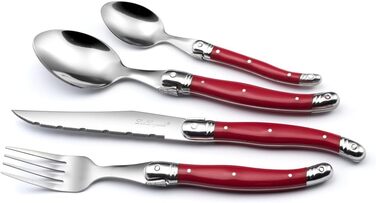 Набір столових приборів для стейка Lou Laguiole TRADITION, 48 предметів, нержавіюча сталь, червоні ручки, на 12 осіб