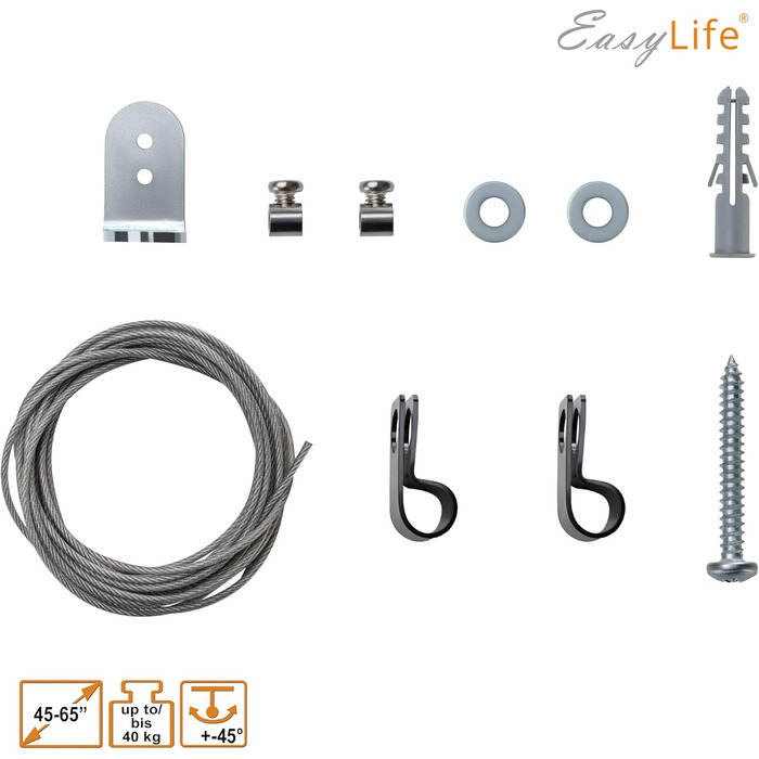 Стійка для телевізора EasyLife з дерева, трипод, для телевізорів/моніторів до 65 дюймів, 40 кг, поворотна, регульована по висоті, з кабелеуправлінням, VESA до 400x400 (Чорний/Бук)