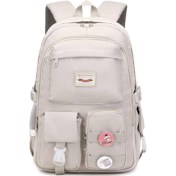Makukke Rucksack Women's - School Backpack Girls Teenagers, Cute Anime Bookbag Women Casual Daypack Anti-Theft Backpacks for University Travel Leisure Work (Gray)