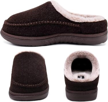 Чоловічі капці KuaiLu з піною з пам'яті, зручні, ручної роботи, з мікрозамшею, Slip-On, з підтримкою склепіння стопи, з теплим штучним хутром, гумова підошва, для дому та вулиці (41 EU, Колір: Коричневий)