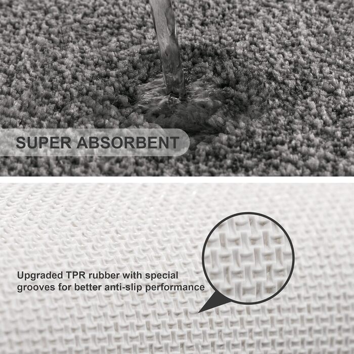 Килимок для ванної кімнати з антиковзким покриттям, 50 x 122 см, темно-сірий. М'який, з мікрофібри, швидковисихаючий, для ванної кімнати.