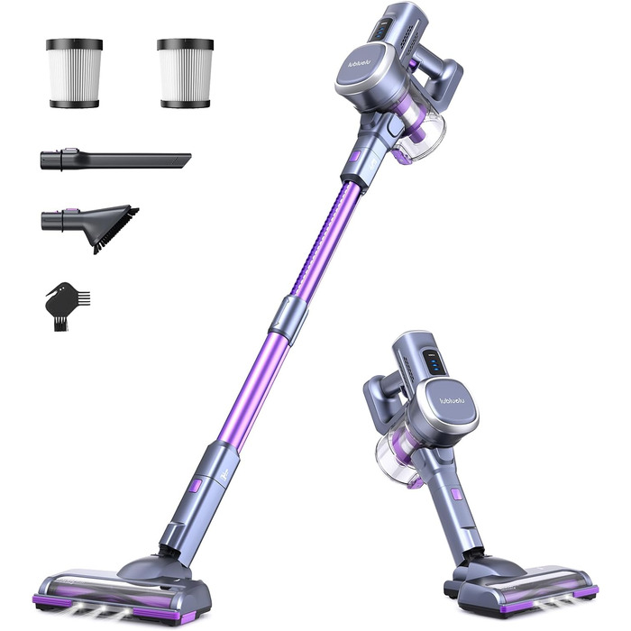 Lubluelu 25000Pa Cordless Vacuum Cleaner | Strong Suction Power | 25.9V Cordless Vacuum Freestanding | 50Min Runtime | 120,000 RPM | Vacuum Cleaner for Pet Hair, Carpet & Hard Floors Violet