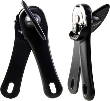 Відкривачка для банок Wenco ручна з інтегрованою пінцетом, безпечна, для правшів та лівшів, для людей похилого віку, 17 см, пластик/нержавіюча сталь, чорна (Версія 2021)