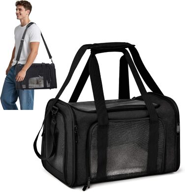 Транспортувальна сумка для собак та котів ALLSOPETS, складана, для маленьких тварин, для подорожей, хатинок, кемпінгу (чорний матовий)