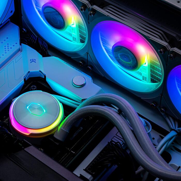 Система водяного охолодження Cooler Master MasterLiquid PL Flux 360 (білий) з 2 x 120mm вентиляторами та ARGB-контролером