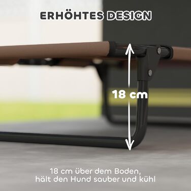 PawHut лежанка для собак на вулицю, піднята лежанка для великих собак, складана лежанка для тварин з сітчатим сталевим каркасом, лежанка для собак на відкритий простір, кемпінг, 107x61x20 см, (Д 75 x Ш 51 x В 18 см, Кофе)