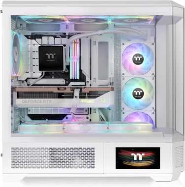 Корпус Thermaltake View 600 TG Full Tower для ПК (E-ATX/ATX/mATX/mini-ITX) з прихованим підключенням, 4 скляними панелями, поворотними PCIe слотами, підтримкою радіатора до 420 мм та USB-C 3.2 Gen2 (Snow)