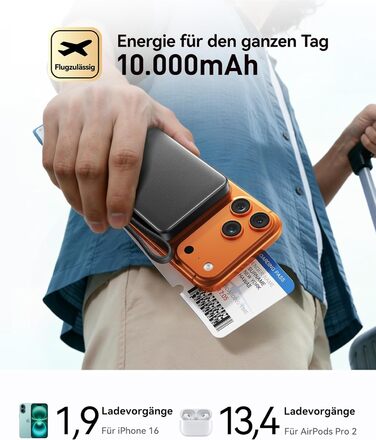 Power Bank INIU 10000mAh MagSafe Qi2 Рожевий – Зовнішній акумулятор 45W з USB-C, підставка для iPhone 17-12