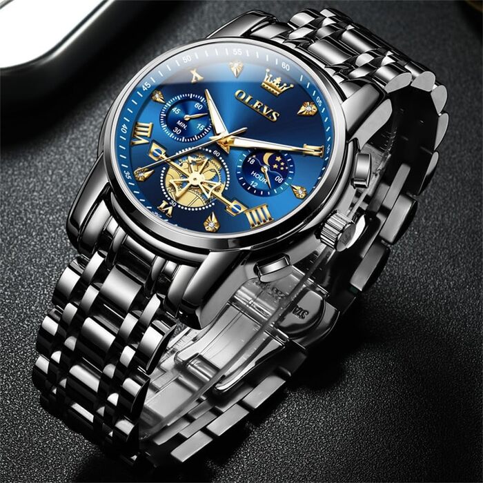 Годинник чоловічий OLEVS 2856-blau: Хронограф, Водонепроникний, Аналоговий, Сталевий, з Підсвічуванням | Офіційний Бренд