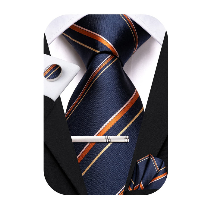 Набір краваток для чоловіків Hi-Tie: 4 шт. (рожевий, синій, чорний, темно-синій, золотий)