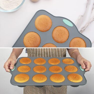 To encounter Silicone Muffin Tins, 2-Pack 12-Cup, Non-Stick Baking Pans, BPA-Free Muffin Tin with Metal-Reinforced Frame for Added Stability