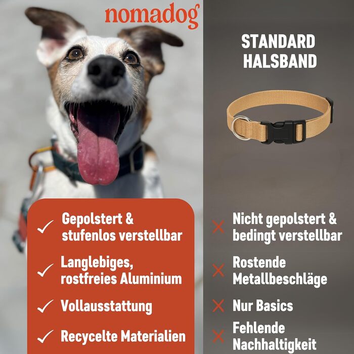 Нашийник для собак Nomadog Trailblazer S - міцний тактичний нашийник з ручкою для великих собак, алюміній, відбиваючий, регульований