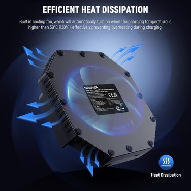 Зарядний пристрій NEEWER Micro USB для акумуляторів Sony NP-F550/F750/F960/F970, NP-FM50/FM70/FM90, QM71D, 91D, NP-F500H/F55H, 4-канальна зарядка з 4 акумуляторами