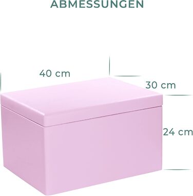 Large Wooden Box with Lid - All-Purpose Wooden Box - Storage Box | Toy Chest - Gift Packaging | Decorative Box for Crafting FSC® (approx. 40 x 30 x 24 cm | XL, Pink)