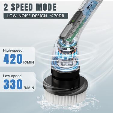 Electric Cleaning Brush, Temodu 7-in-1 Electric Spin Scrubber, Shower Cleaning Brush with Adjustable, 7 Interchangeable Drill Brush Heads for Bathroom/Glass/Tiles/Floor/Car