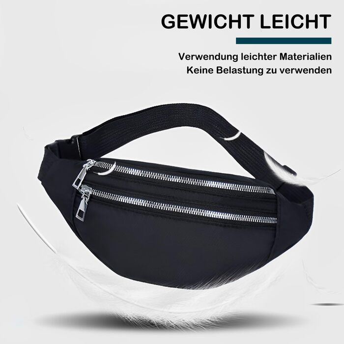 Чоловіча/Жіноча поясна сумка на пояс, водонепроникна, з PU шкіри, багатофункціональна, для спорту, подорожей, фестивалів (Чорний)