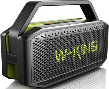 W-KING Bluetooth колонка 100W (60W) IPX6, портативна, глибокий бас, до 40 годин, TF/AUX/EQ, зелена