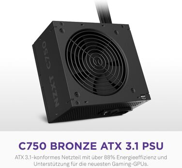 Блок живлення NZXT C850 Gold ATX 3.1, 850W, повністю модульний, 80 Plus Gold, чорний