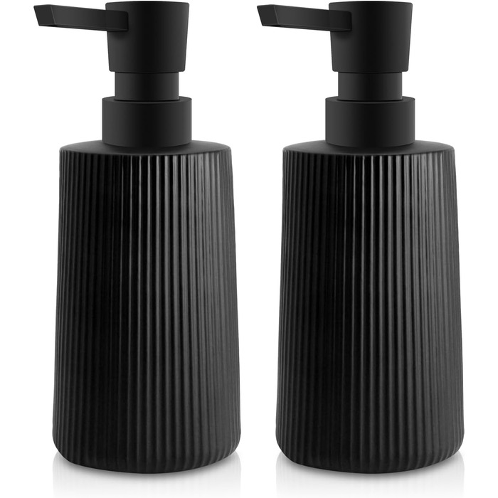 Набір з 2 чорних скляних дозаторів для мила, 250 мл - для ванної, кухні, робочої поверхні