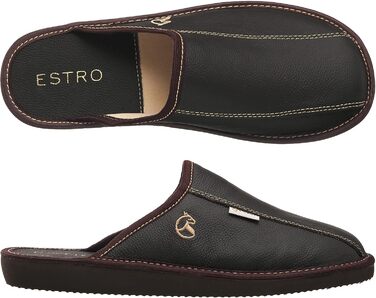 Чоловічі халапи Leder Estro - халапи для дому, чоловічі пантофі, сліпони, халапи Estro, 44 EU, Коричневий
